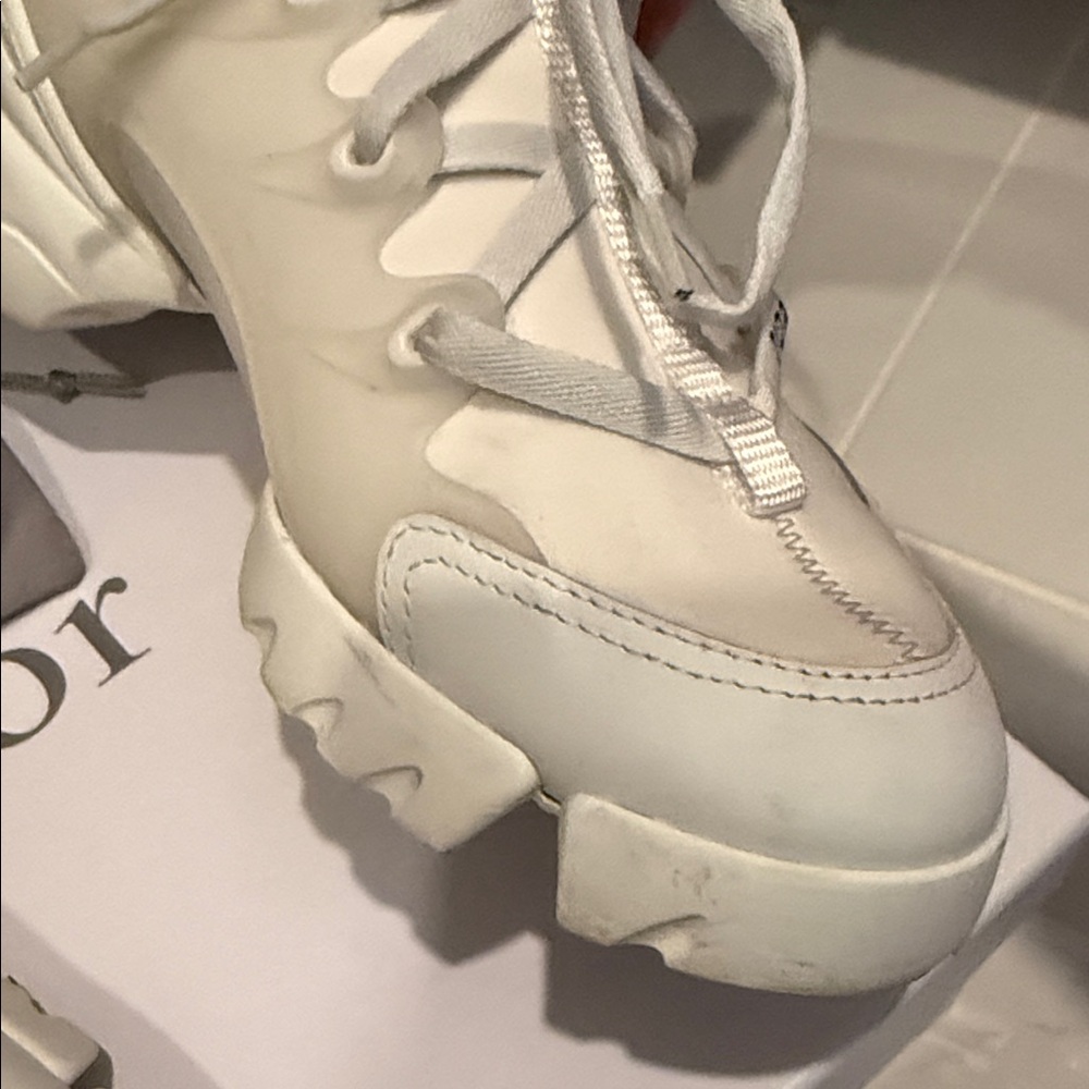 Dior Cream Lace-Up Chunky Sneakers - Picture 3 of 10